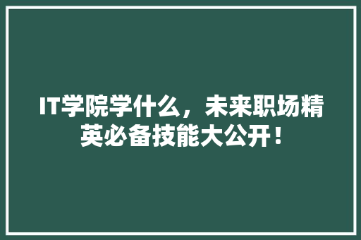 IT学院学什么，未来职场精英必备技能大公开！ 项目报告