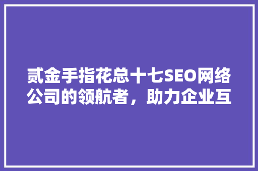 贰金手指花总十七SEO网络公司的领航者，助力企业互联网营销新篇章