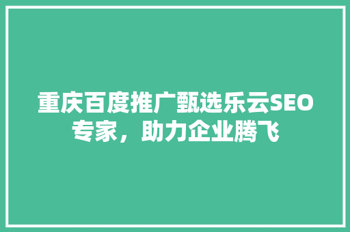 重庆百度推广甄选乐云SEO专家，助力企业腾飞