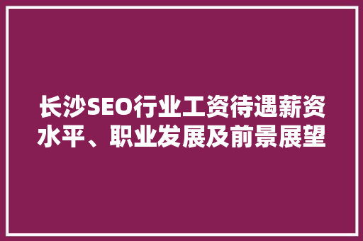 长沙SEO行业工资待遇薪资水平、职业发展及前景展望