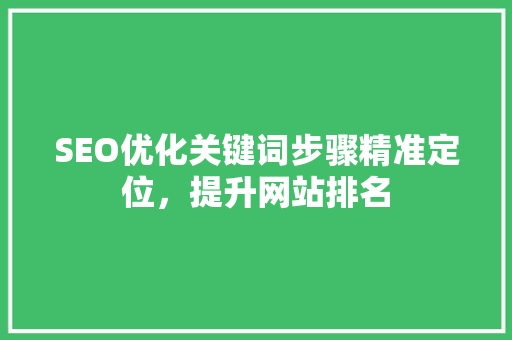 SEO优化关键词步骤精准定位，提升网站排名