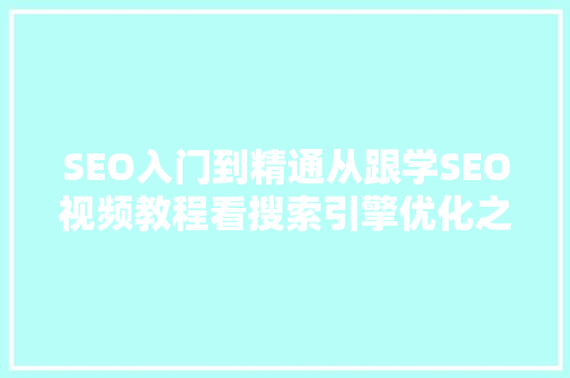 SEO入门到精通从跟学SEO视频教程看搜索引擎优化之路