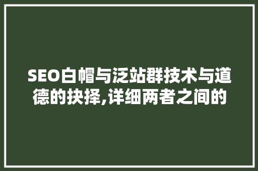 SEO白帽与泛站群技术与道德的抉择,详细两者之间的区别