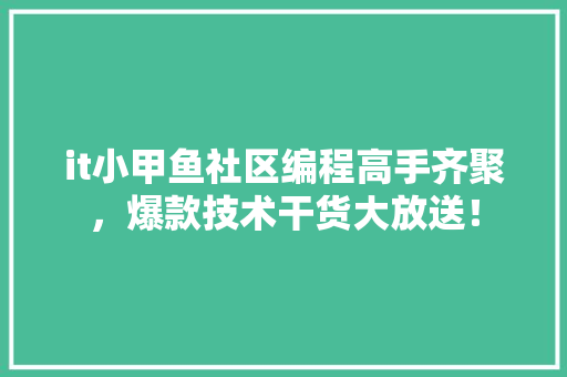 it小甲鱼社区编程高手齐聚，爆款技术干货大放送！ 响应式设计