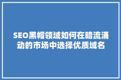 SEO黑帽领域如何在暗流涌动的市场中选择优质域名