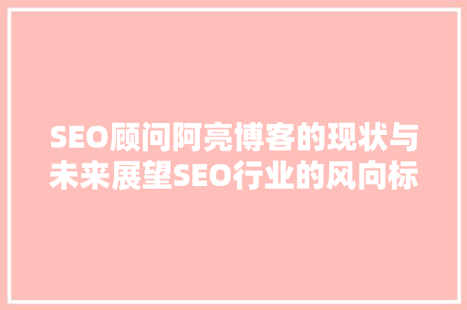 SEO顾问阿亮博客的现状与未来展望SEO行业的风向标