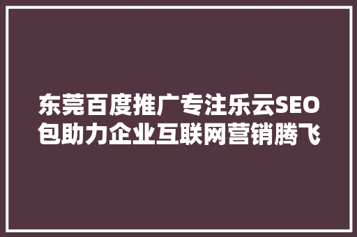 东莞百度推广专注乐云SEO包助力企业互联网营销腾飞