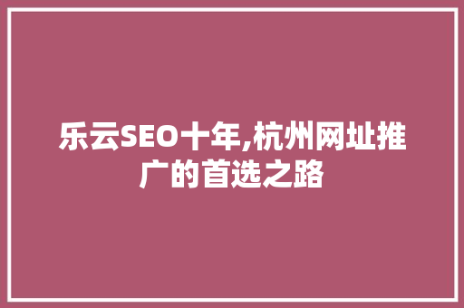 乐云SEO十年,杭州网址推广的首选之路