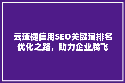云速捷信用SEO关键词排名优化之路，助力企业腾飞