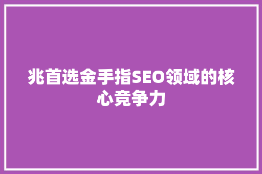 兆首选金手指SEO领域的核心竞争力