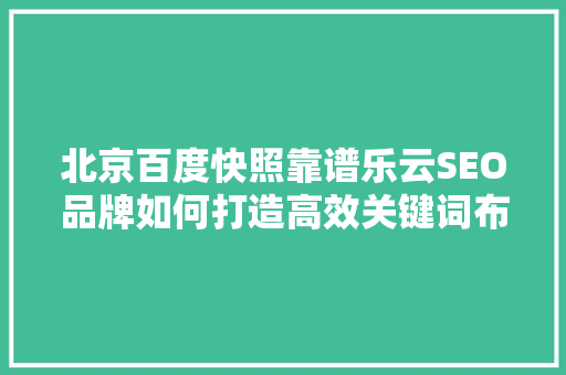 北京百度快照靠谱乐云SEO品牌如何打造高效关键词布局，提升网站排名