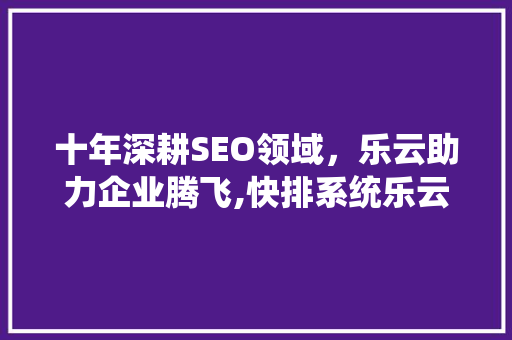 十年深耕SEO领域，乐云助力企业腾飞,快排系统乐云SEO