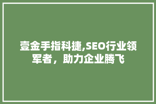 壹金手指科捷,SEO行业领军者，助力企业腾飞