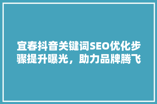 宜春抖音关键词SEO优化步骤提升曝光，助力品牌腾飞
