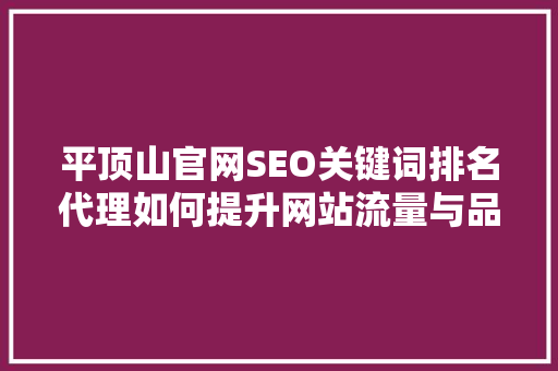 平顶山官网SEO关键词排名代理如何提升网站流量与品牌知名度