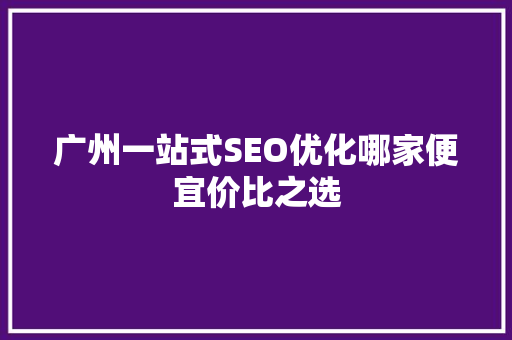 广州一站式SEO优化哪家便宜价比之选