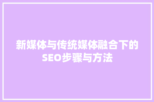 新媒体与传统媒体融合下的SEO步骤与方法