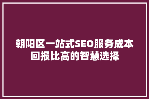 朝阳区一站式SEO服务成本回报比高的智慧选择