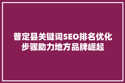 普定县关键词SEO排名优化步骤助力地方品牌崛起