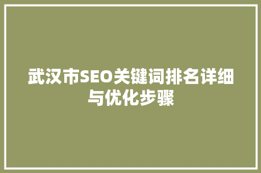 武汉市SEO关键词排名详细与优化步骤