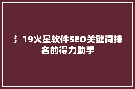 氵19火星软件SEO关键词排名的得力助手