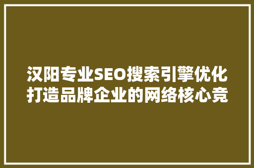 汉阳专业SEO搜索引擎优化打造品牌企业的网络核心竞争力