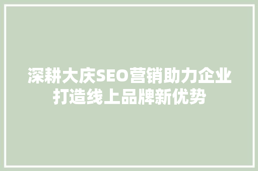 深耕大庆SEO营销助力企业打造线上品牌新优势