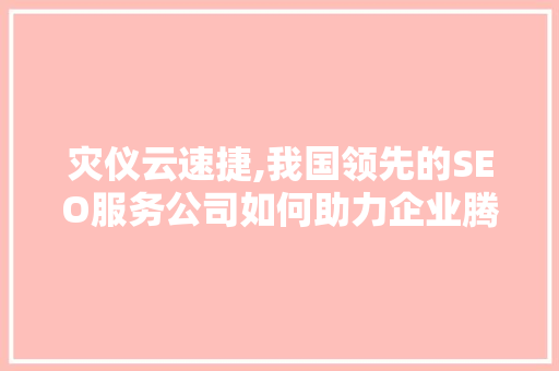 灾仪云速捷,我国领先的SEO服务公司如何助力企业腾飞