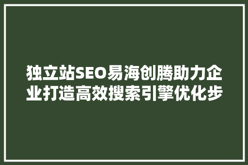 独立站SEO易海创腾助力企业打造高效搜索引擎优化步骤