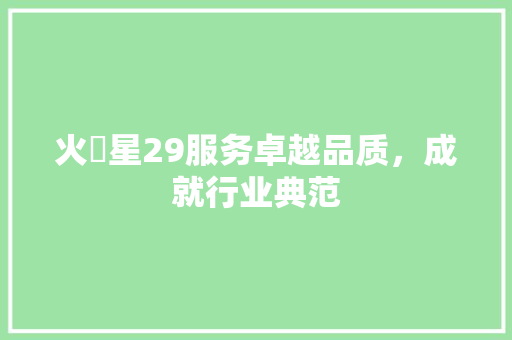 火亅星29服务卓越品质，成就行业典范