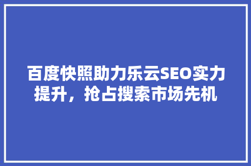 百度快照助力乐云SEO实力提升，抢占搜索市场先机