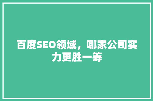 百度SEO领域，哪家公司实力更胜一筹