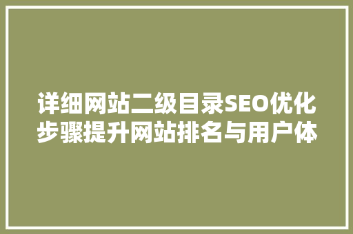 详细网站二级目录SEO优化步骤提升网站排名与用户体验