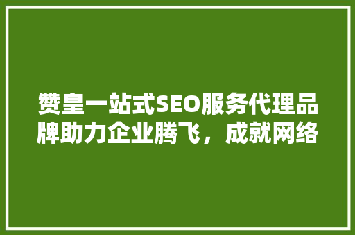 赞皇一站式SEO服务代理品牌助力企业腾飞，成就网络营销新高峰