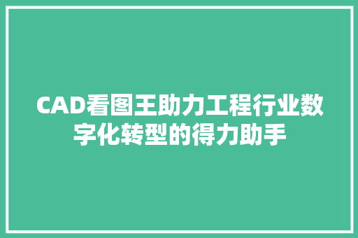 CAD看图王助力工程行业数字化转型的得力助手