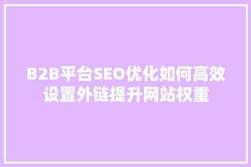 B2B平台SEO优化如何高效设置外链提升网站权重