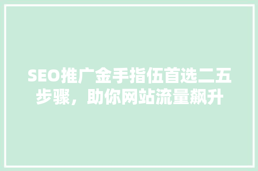 SEO推广金手指伍首选二五步骤，助你网站流量飙升