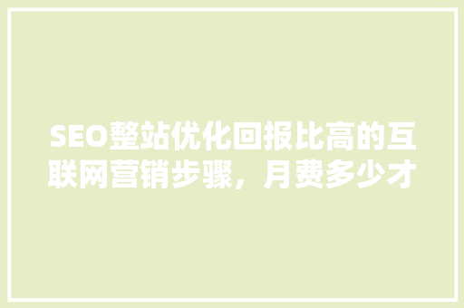 SEO整站优化回报比高的互联网营销步骤，月费多少才合适