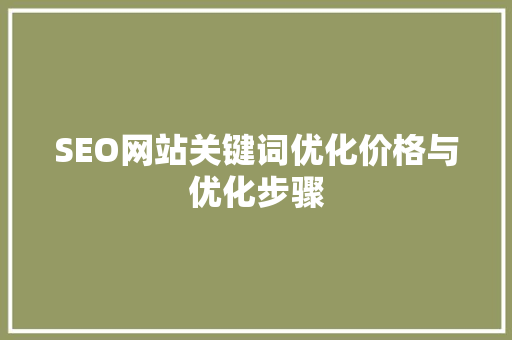 SEO网站关键词优化价格与优化步骤