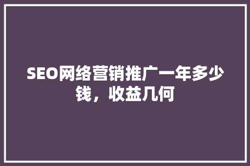 SEO网络营销推广一年多少钱，收益几何