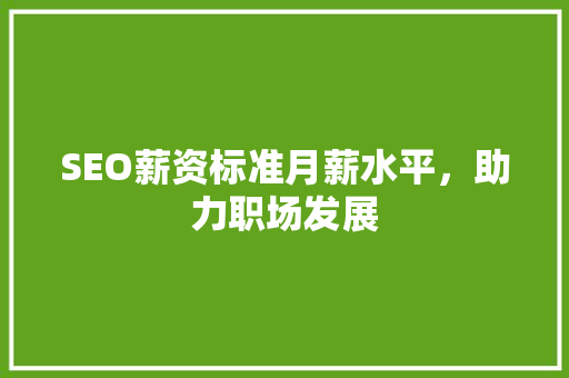 SEO薪资标准月薪水平，助力职场发展