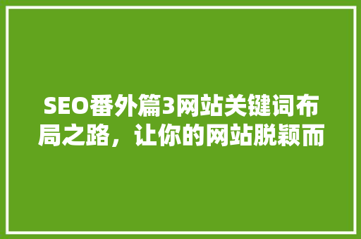 SEO番外篇3网站关键词布局之路，让你的网站脱颖而出