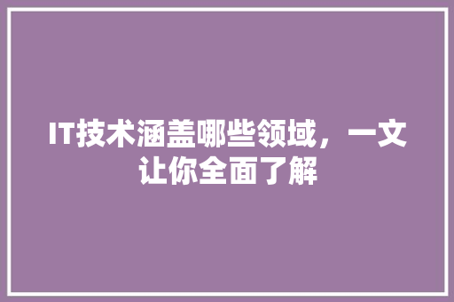 IT技术涵盖哪些领域，一文让你全面了解 项目报告