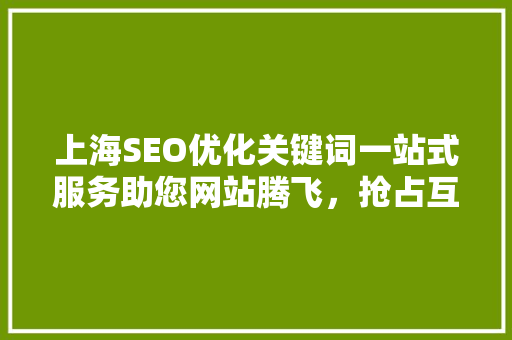 上海SEO优化关键词一站式服务助您网站腾飞，抢占互联网高地