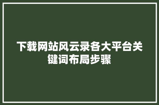 下载网站风云录各大平台关键词布局步骤