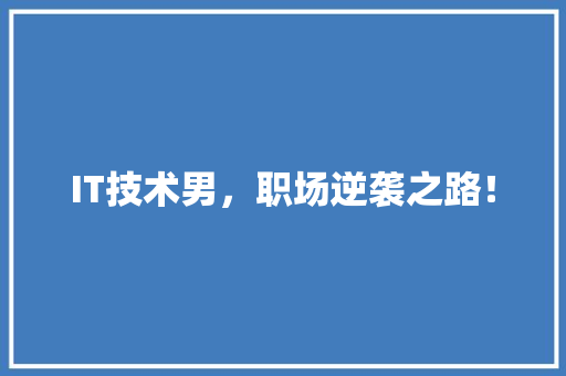 IT技术男，职场逆袭之路！