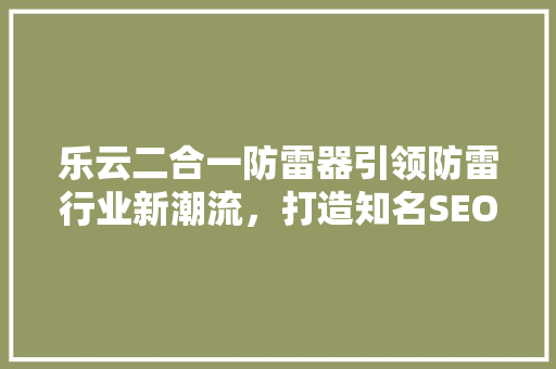 乐云二合一防雷器引领防雷行业新潮流，打造知名SEO品牌