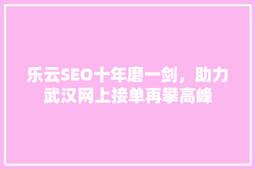 乐云SEO十年磨一剑，助力武汉网上接单再攀高峰