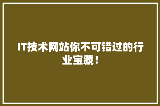 IT技术网站你不可错过的行业宝藏！ 缓存Redis