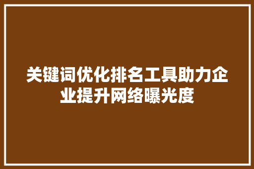 关键词优化排名工具助力企业提升网络曝光度